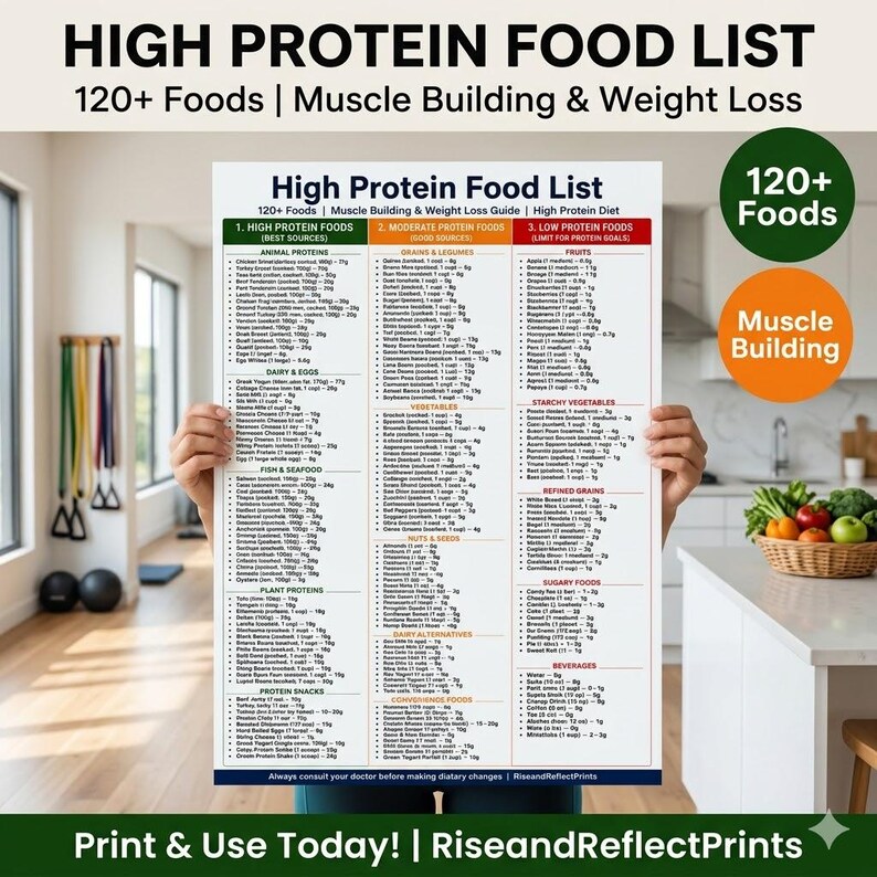 High Protein Food List Chart | 120+ Foods for Muscle Building & Weight ...