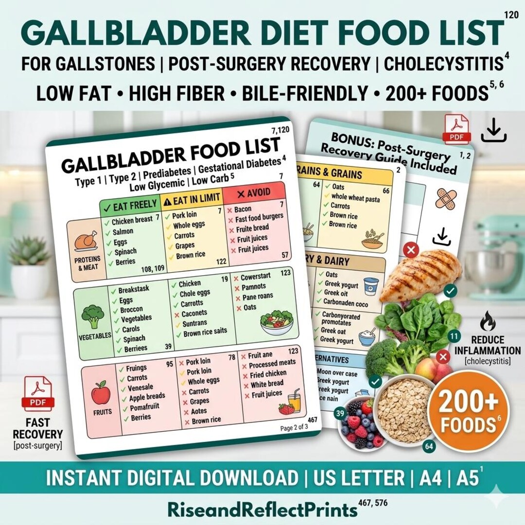 Gallbladder Diet Food List Printable, Gallstones Post Surgery Meal ...