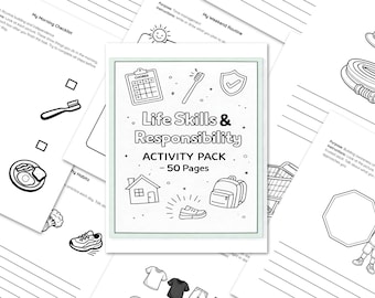 Paquete de habilidades para la vida infantil (PDF): 50 hojas de trabajo imprimibles sobre tareas y rutinas
