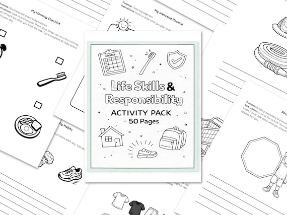 Kids Life Skills Pack PDF — 50 Printable Chores & Routine Worksheets