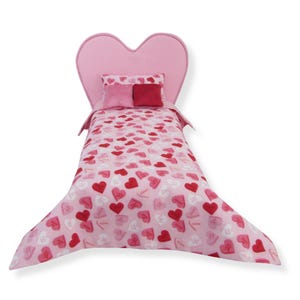 Hearts Doll Bedding Set: Handmade Cotton Bedspread & Minky Pillows