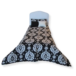 Black Print Doll Bedding Set: Handmade Cotton Pillows, 11.5&quot;-12&quot; Dolls