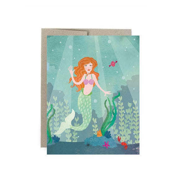 Mermaid Card Mermaid Greeting Card Pretty Mermaid Card | Etsy