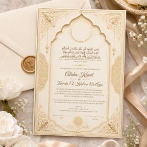 Elegant Islamic Nikkah Certificate Printable, Muslim Marriage Certificate, Luxury Nikah Nama, Custom Wedding Contract