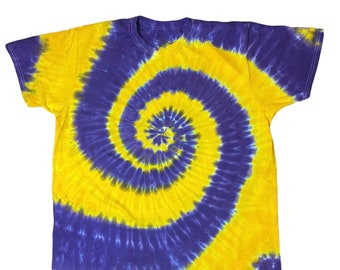 Purple & Yellow Spiral Tie Dye Unisex T Shirt