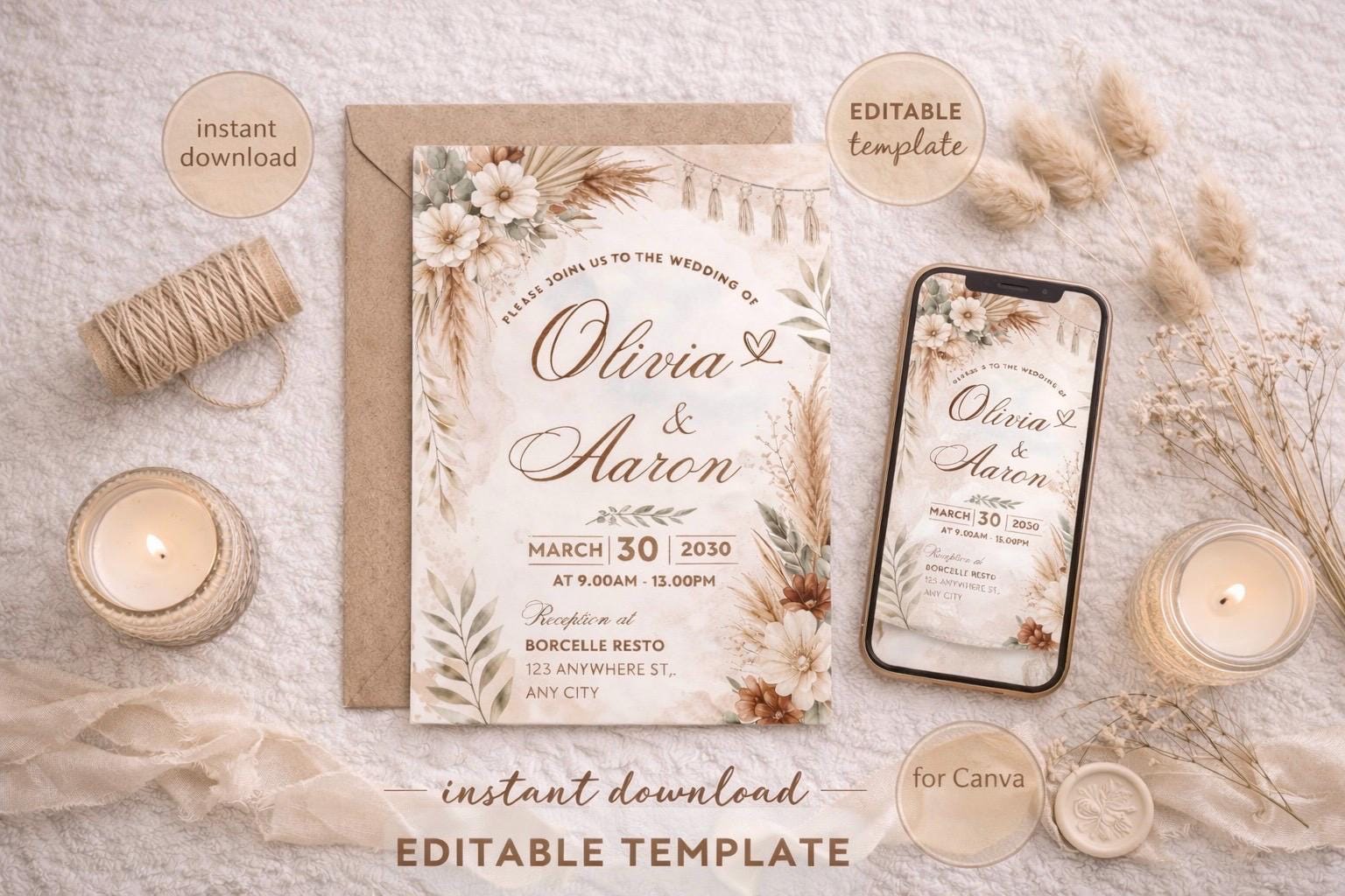 Boho Invitation/ Rustic Invitation - Etsy