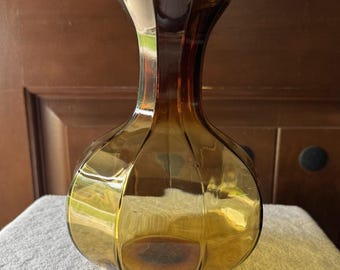 Vintage Tiara 9-seitiges Indiana Glas Amber Vase 8 ""