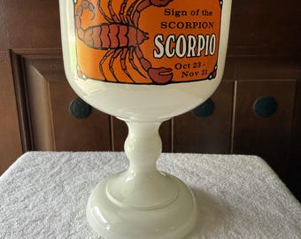 Vintage 1970 Tiara Indiana Glass Scorpio Zodiac Sign Goblet