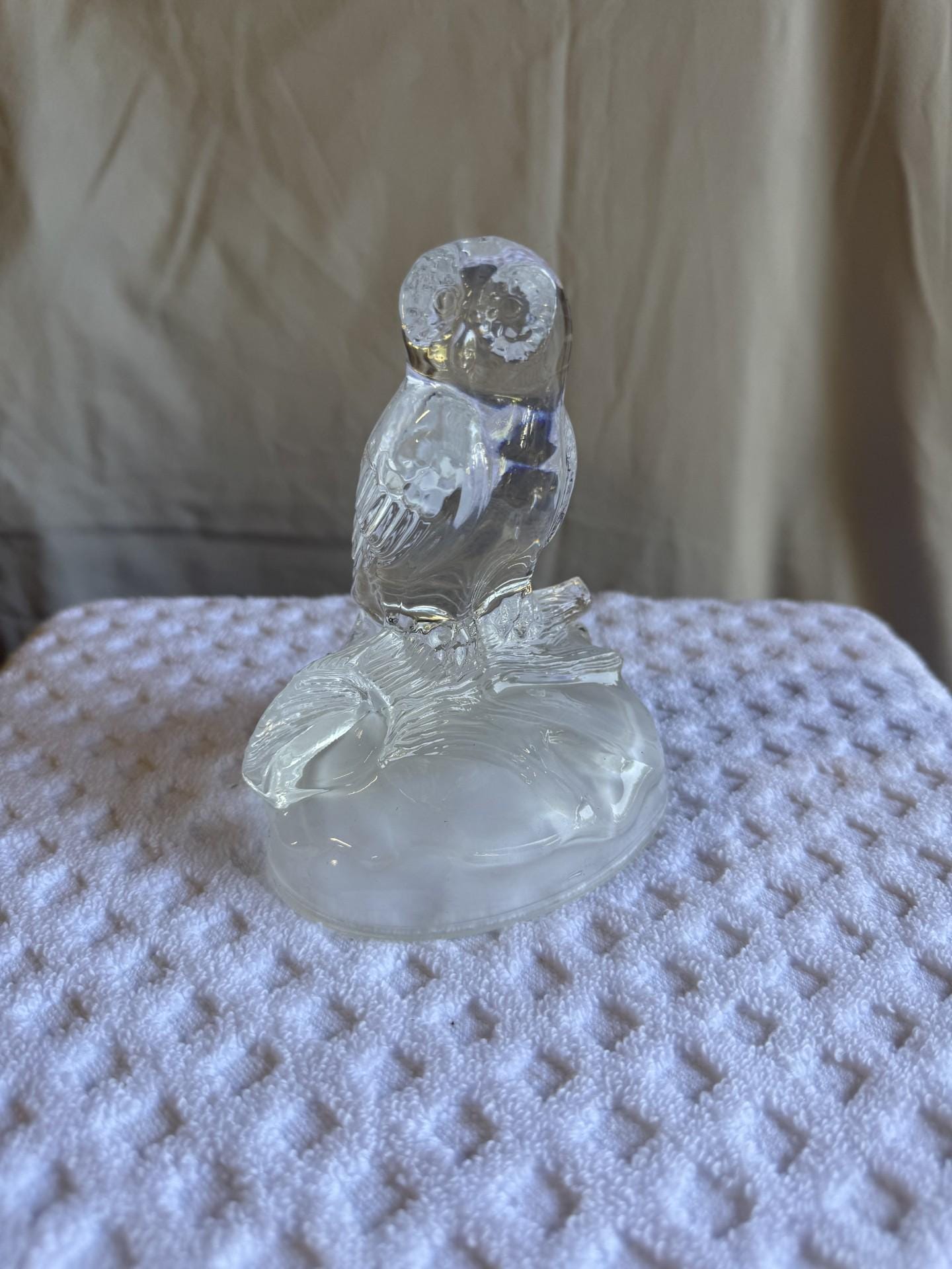 Cristal D'Arques "Owl on Log" Crystal Owl Figurine