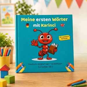 German English Coloring Book for Kids, Bilingual Learning Book Ages 3-6, First Words Workbook, Printable Preschool Activity PDF