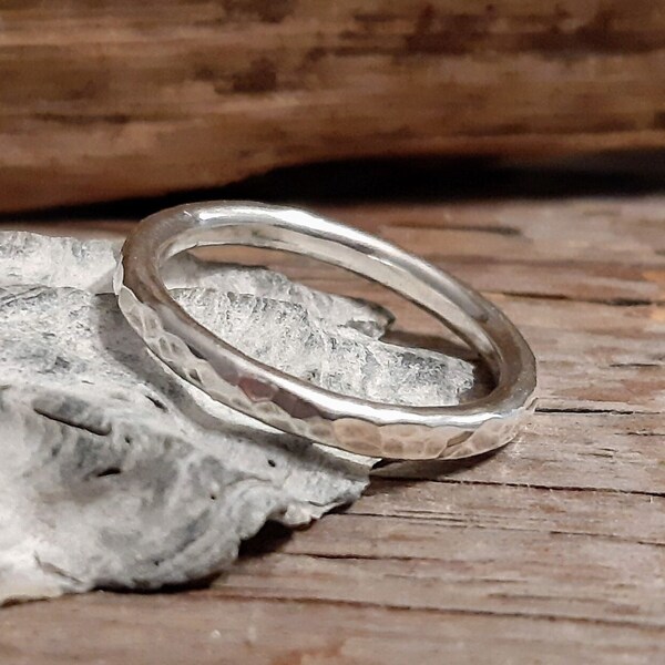 Hammered Silver Ring Band, Chunky Silver Ring, Masculine Silver Ring, Unisex Ring, Argentium Silver Ring Band