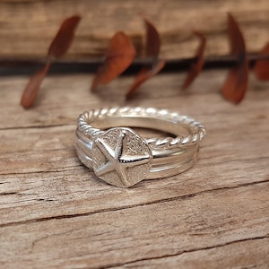Silver Starfish Ring, Stackable Silver Rings, Ladies Silver Rings, Thin Ring Bands