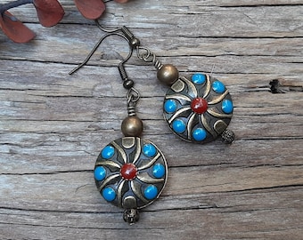 Earrings, Bronze Earrings, Ladies Earrings, Beaded Earrings, Dangle Earrings