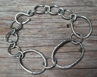 Silver Bracelet, Silver Chain, Link Bracelet, Oxidized Silver Chain, Ladies Bracelet