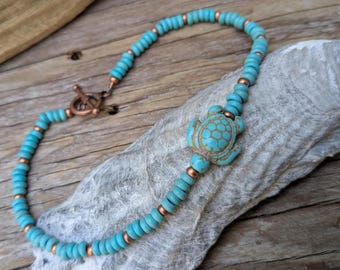 Boho Beaded Anklet, Rustic Anklet Bracelet, Czech Glass & Stone, Summer Jewelry, Beach Anklet