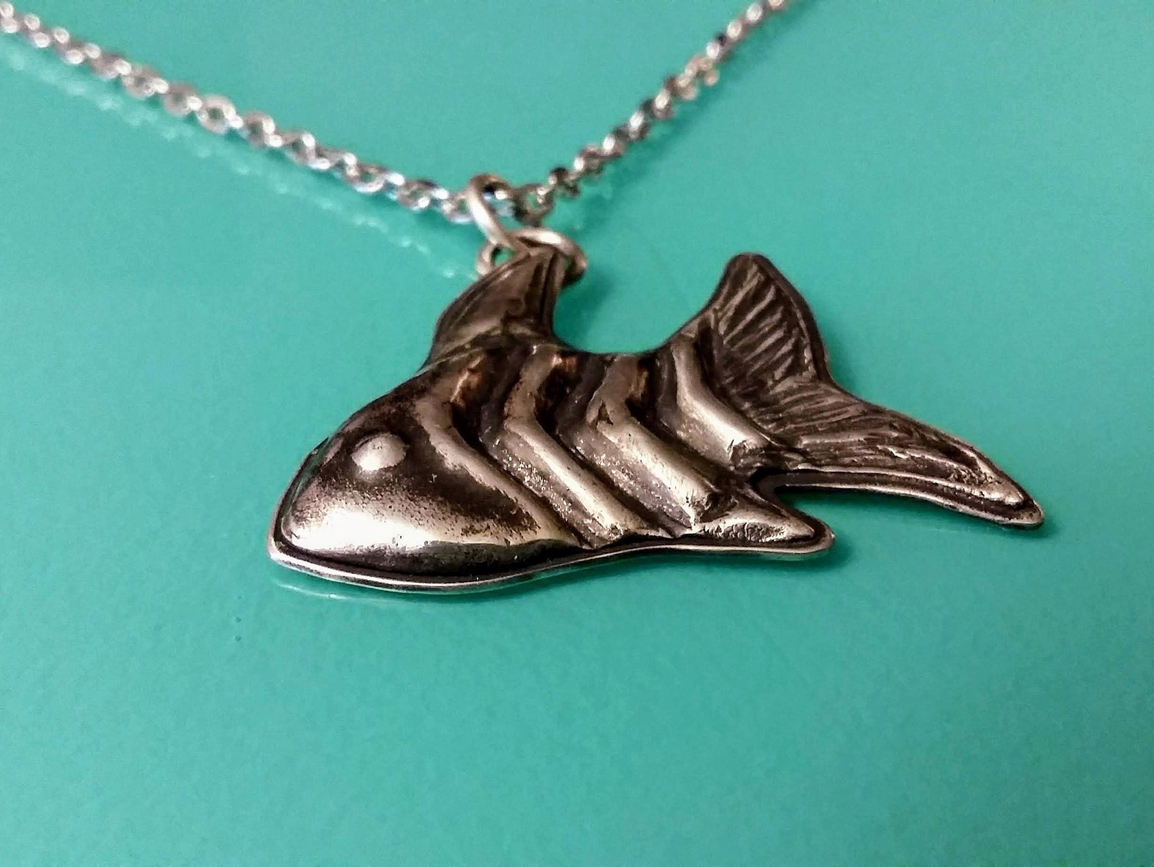 Silver Fish Pendant Silver Fish Necklace Etsy