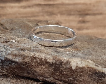 Hammered Silver Ring Band, Wedding Band