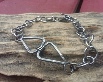 Hammered Silver Bracelet, Silver Chain Bracelet, Argentium Silver Bracelet, Ladies Silver Bracelet, Primitive Silver Bracelet