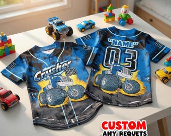 Blaze Crusher Birthday Shirt Monster Machines Baseball Jersey Custom Name Number Crusher Truck Shirt Boys Racing Birthday Outfit Team Shirt