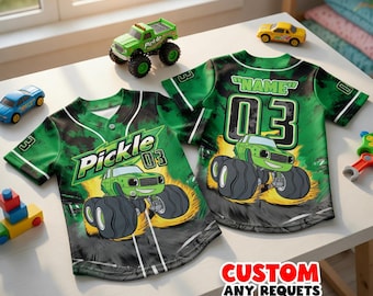 Blaze Pickle Birthday Shirt Monster Machines Baseball Jersey Custom Name Number Pickle Truck Shirt Boys Birthday Outfit Racing Party Team