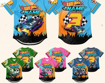 Race Birthday Shirt Hot Wheels Jersey Custom Name Age Kids Racing Outfit Fast Car Theme Family Matching Gift