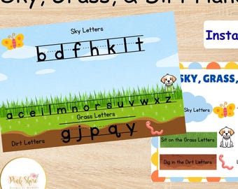 Sky Grass Dirt Letters Handwriting Practice | Letter Formation Worksheets | Handwriting Printable | Writing Practice