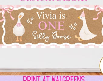 Personalized Pink Silly Goose Birthday Banner (Digital Download)