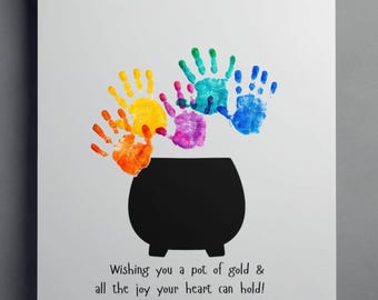 St. Patrick's Day Handprint Craft, Rainbow Pot of Gold Keepsake (Digital Download)