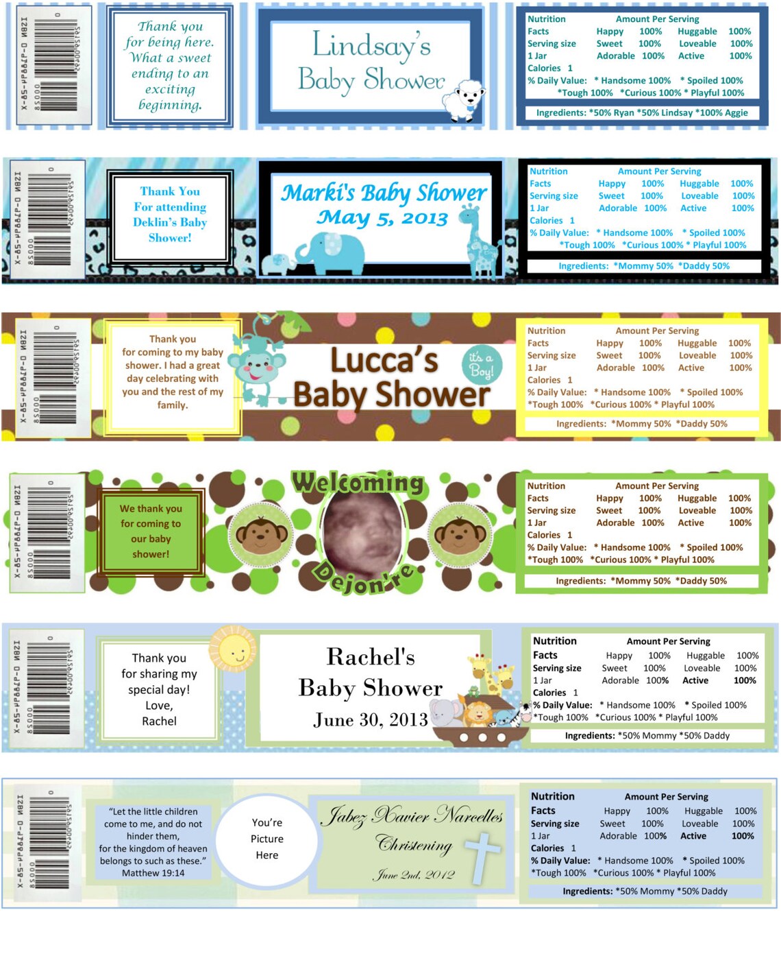 Printable Baby Food Jar custom Labels Baby Shower/baptism Etsy