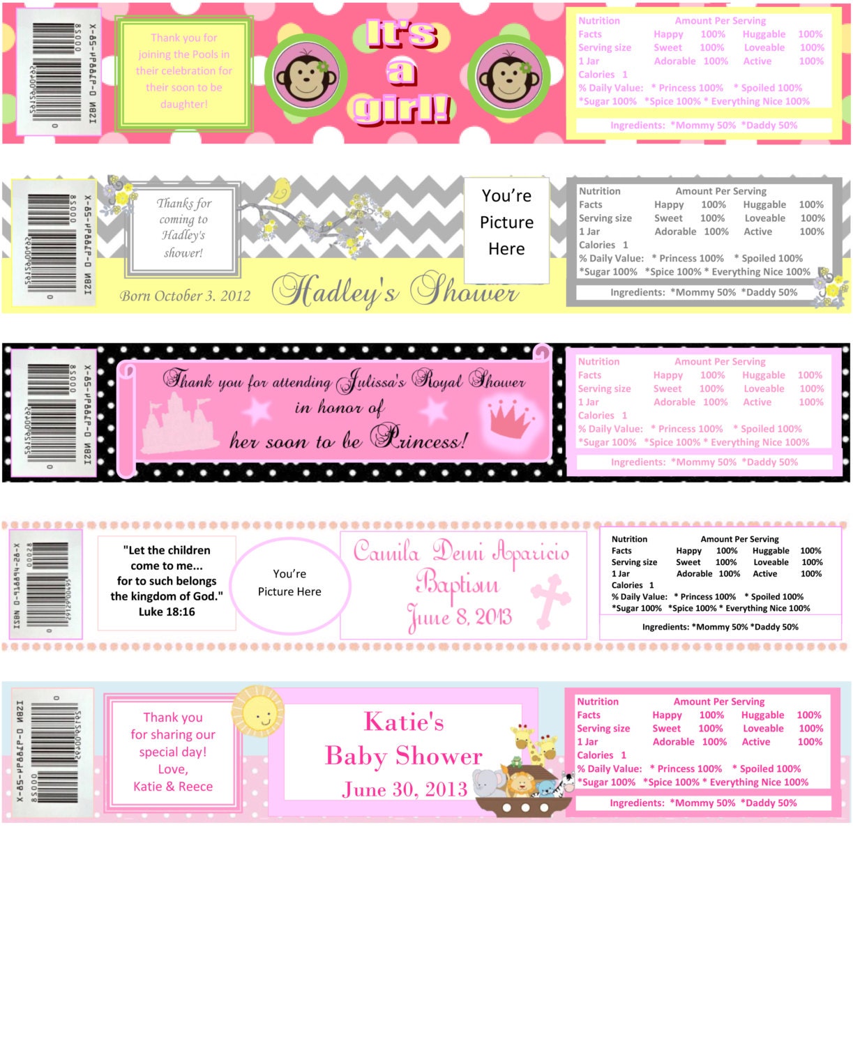 Baby shower food labels free