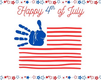 4th of July Handprint Craft Template | Patriotic American Flag Keepsake (PDF)