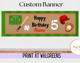 Personalized Baseball Birthday Banner | Custom Sports Party Backdrop (Digital Download)