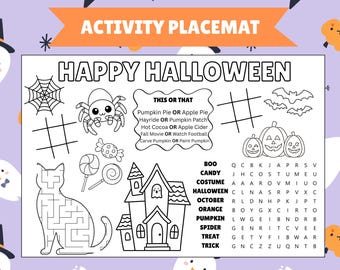 Halloween-Tischset „Entweder oder“ | Kinderparty, Klassenzimmer, Homeschooling (Digitale Datei)