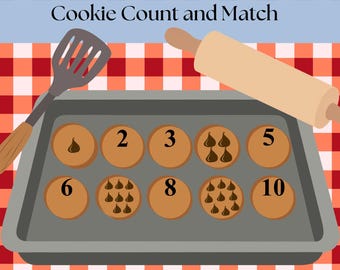 Cookie Count and Match Worksheet | Preschool Math Activity (Digital Download)