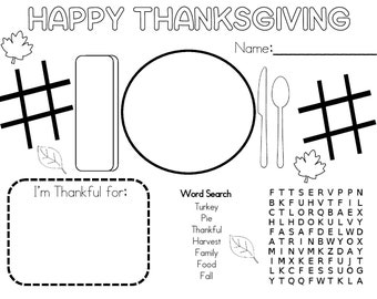 Thanksgiving Activity Placemat *Digital