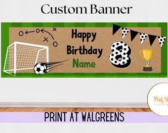 Personalized Soccer Birthday Banner | Custom Sports Party Backdrop (Digital Download)