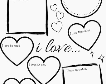 Printable Things I Love Valentine Worksheet