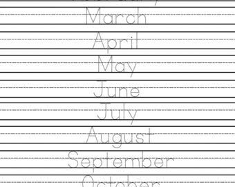 Months of the Year Writing Practice (Digital Print)