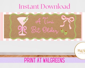Martini Birthday Banner | Pink Cocktail Party Decor (Instant Download)