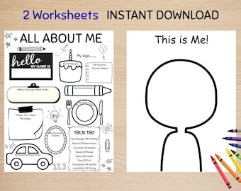 All About Me Printable Worksheet | This Is Me Self Portrait Activity | Back to School Activity | First Day of School Printable