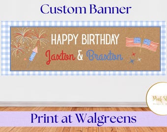 Custom Patriotic Birthday Banner | All American Birthday Banner | Red White Blue Birthday Decor | Printable Party Banner | Digital Download
