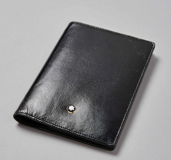 Taccuino-porta carte di credito tascabile Montblanc Meisterstück Hommage à W.A. Mozart - Pelle Nera Vintage