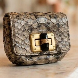 LANVIN Keychain / Mini Purse in Genuine Python Leather