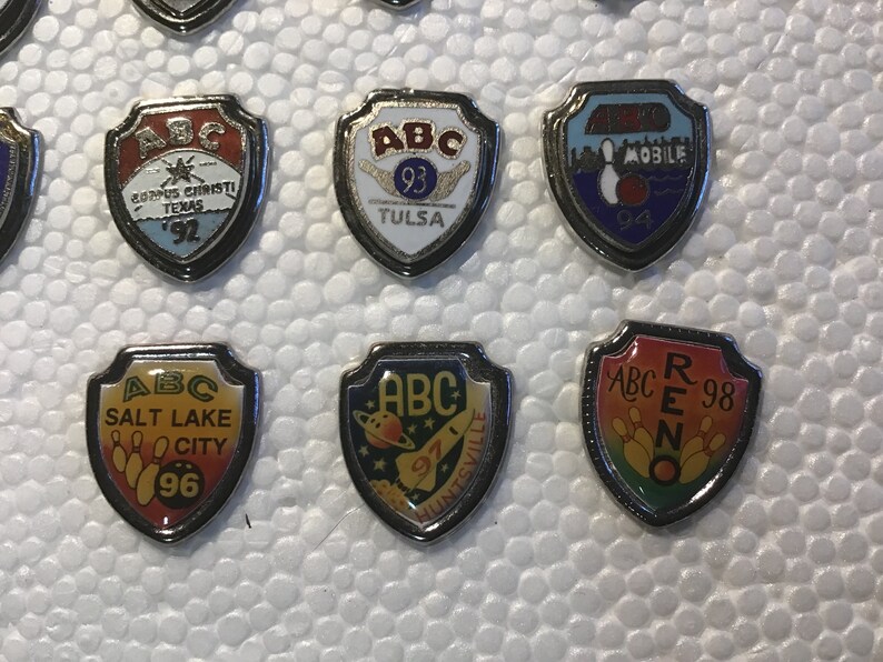 Collection of 16 ABC Tournament Shield Pins - Etsy
