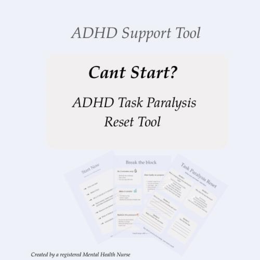 ADHD Task Paralysis Reset Tool/ Planner | Can’t Start Help | Executive ...
