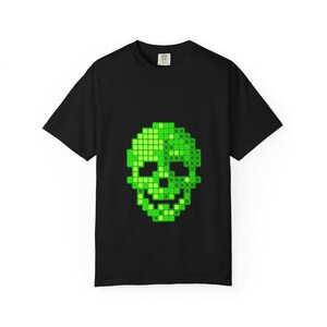 Hacker T-Shirt Neon, 8-Bit Pixel Skull Hoodie Alternative, cybersecurity Gift for Programmer Men, Ethical Hacker Merch