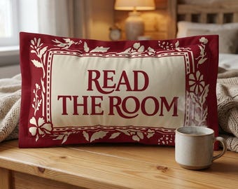 Lees het kamerkussen | Cadeau literair boekenliefhebber, gezellige inrichting leeshoek