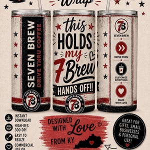 This Holds My 7Brew Hands Off 20oz Skinny Tumbler Wrap-4 colors Red,Pink, Mint,Purple