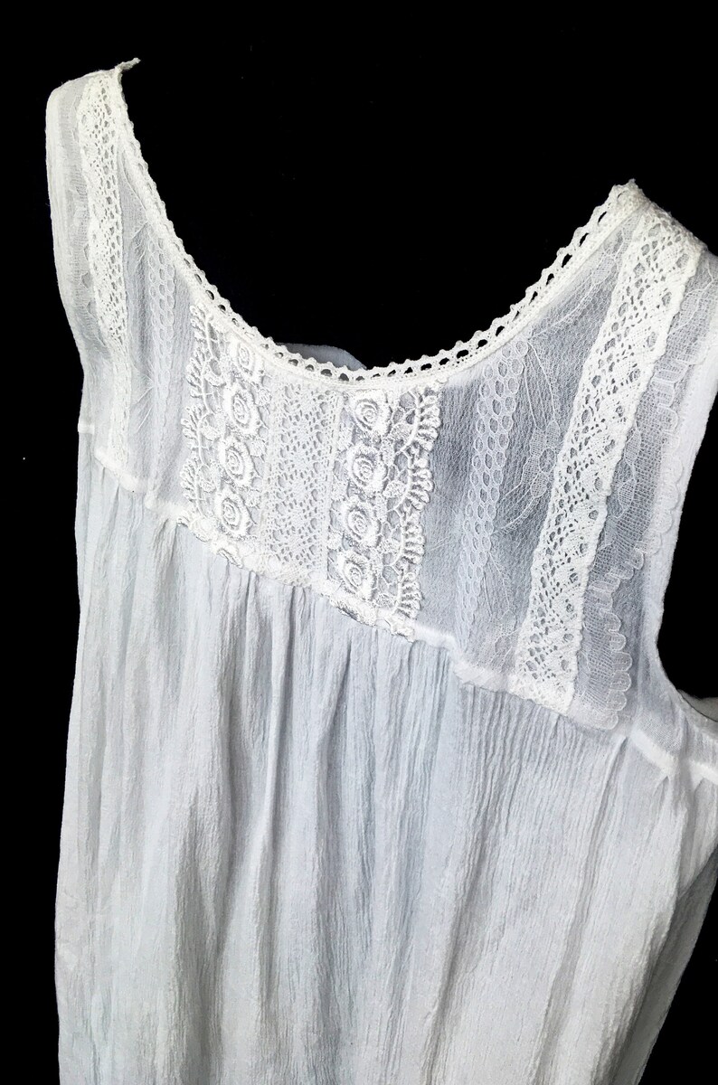 NG113 Womens Handmade New White Cotton Gauze Nightgown Size Etsy