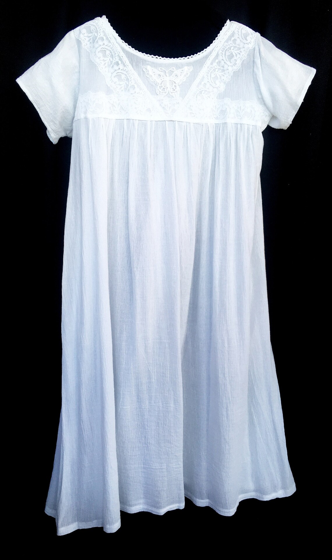 NG103 Womens Handmade New White Cotton Gauze Nightgown Size X Etsy